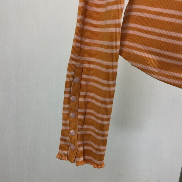 Free People Womens Sunday Afternoon Striped Cut-Out Open Back Top Orange Size L - Picture 3 of 9